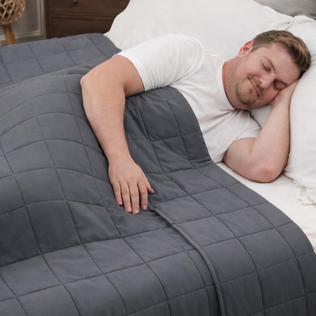 Weighted Blanket for Adults 20lbs, 48"x72", Twin Full Size Cooling Heavy Throw Blanket for 180-220lbs, Microfiber Soft Big Blankets Weighted Comforter, Grey