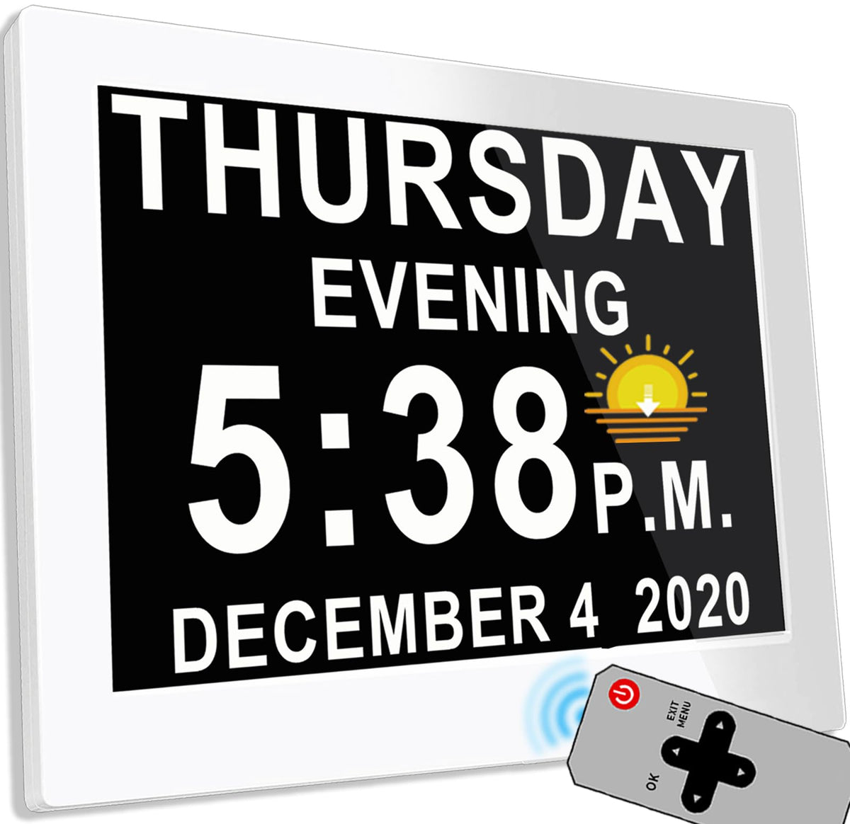 MASSII Digital Teaching Clock Talking Time, 24 Alarms Custom Reminders, Checklist to-Do List, Auto DST & Calendar Display, Sleep Trainer, Easy to Use for Kids Birthday Gift- White with Remote