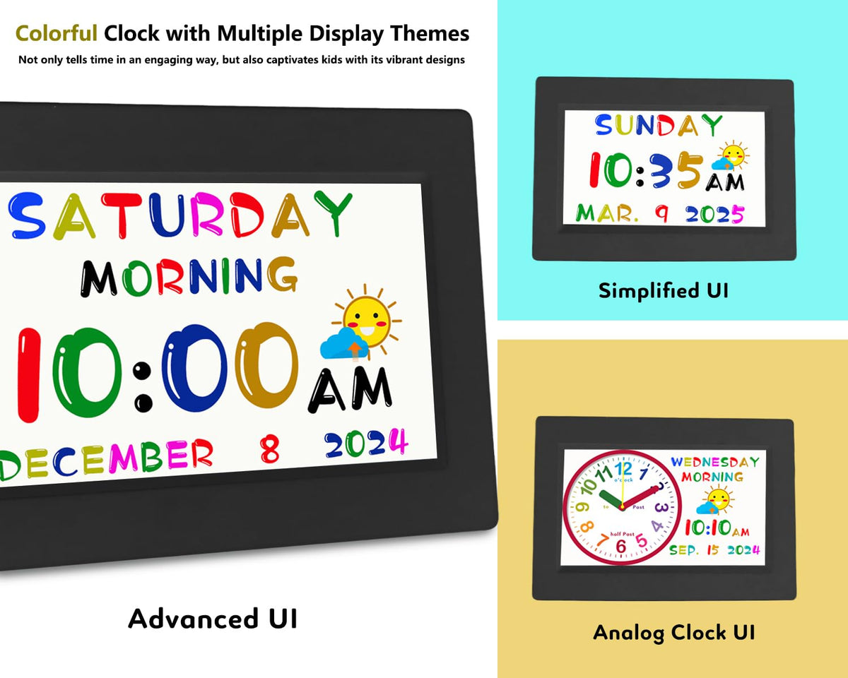MASSII Digital Teaching Clock Talking Time, 24 Alarms Custom Reminders, Checklist to-Do List, Auto DST & Calendar Display, Sleep Trainer, Easy to Use for Kids Birthday Gift- White with Remote