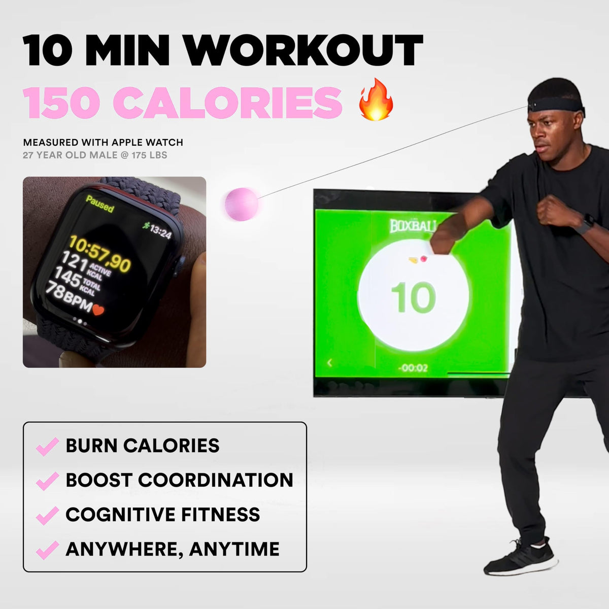 Boxbollen® Boxing Reflex Ball - Celebrity-Endorsed Home Workout Game - App-Connected Punch Counter - Hand Eye Coordination Training Ball - Christmas Gift for Boxers, All Ages - Stocking Stuffer