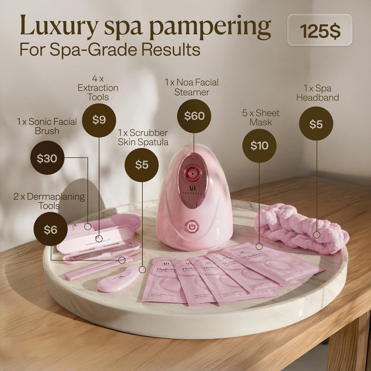 Facial Steamer Spa Kit with 17 Spa Tools for Complete At-Home Facial