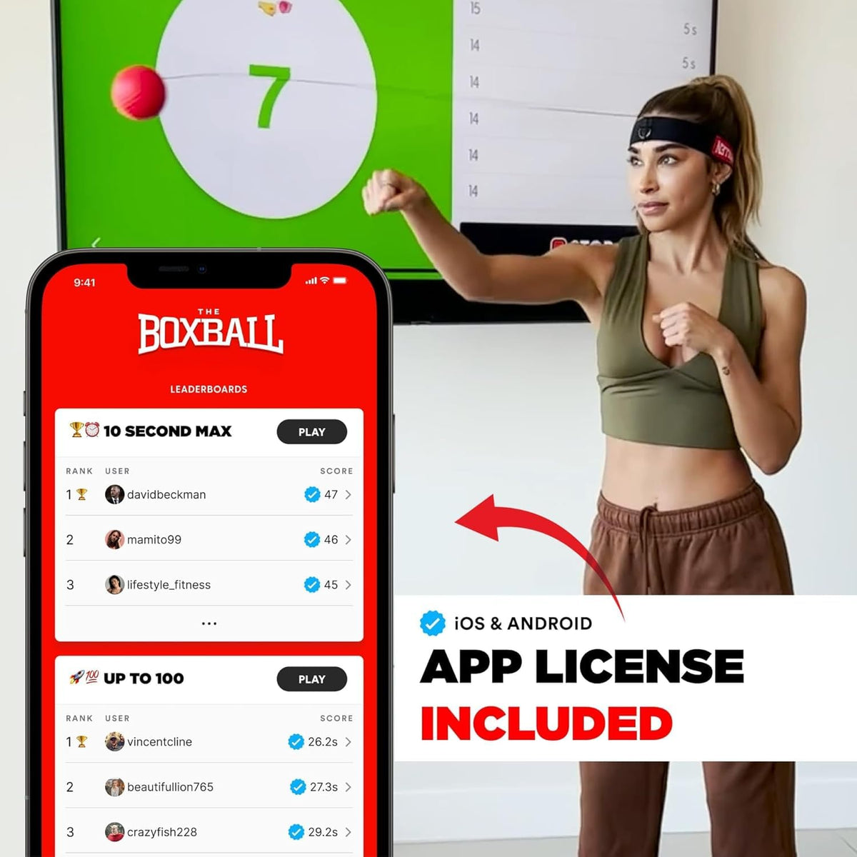 Boxbollen® Boxing Reflex Ball - Celebrity-Endorsed Home Workout Game - App-Connected Punch Counter - Hand Eye Coordination Training Ball - Christmas Gift for Boxers, All Ages - Stocking Stuffer