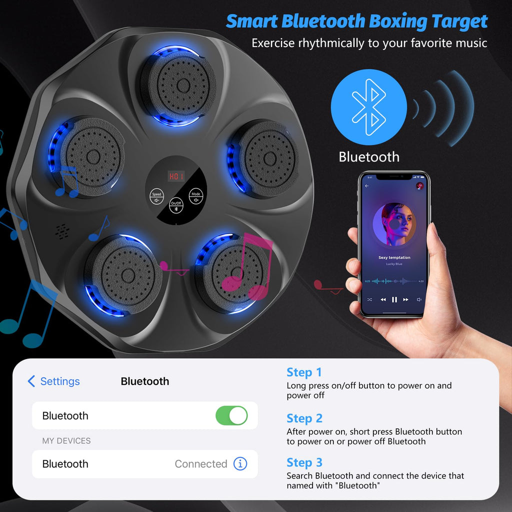 TGLLM Music Boxing Machine, Interactive Punching Trainer with Boxing Gloves, Large Size Wall Mounted Electronic Boxing Target for Adult Kids, 9 Modes & 9 Speeds