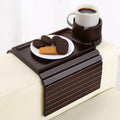 GHKINMAL Couch Cup Holder Tray,Sofa Clip on Arm Table,Black Walnut-Bamboo