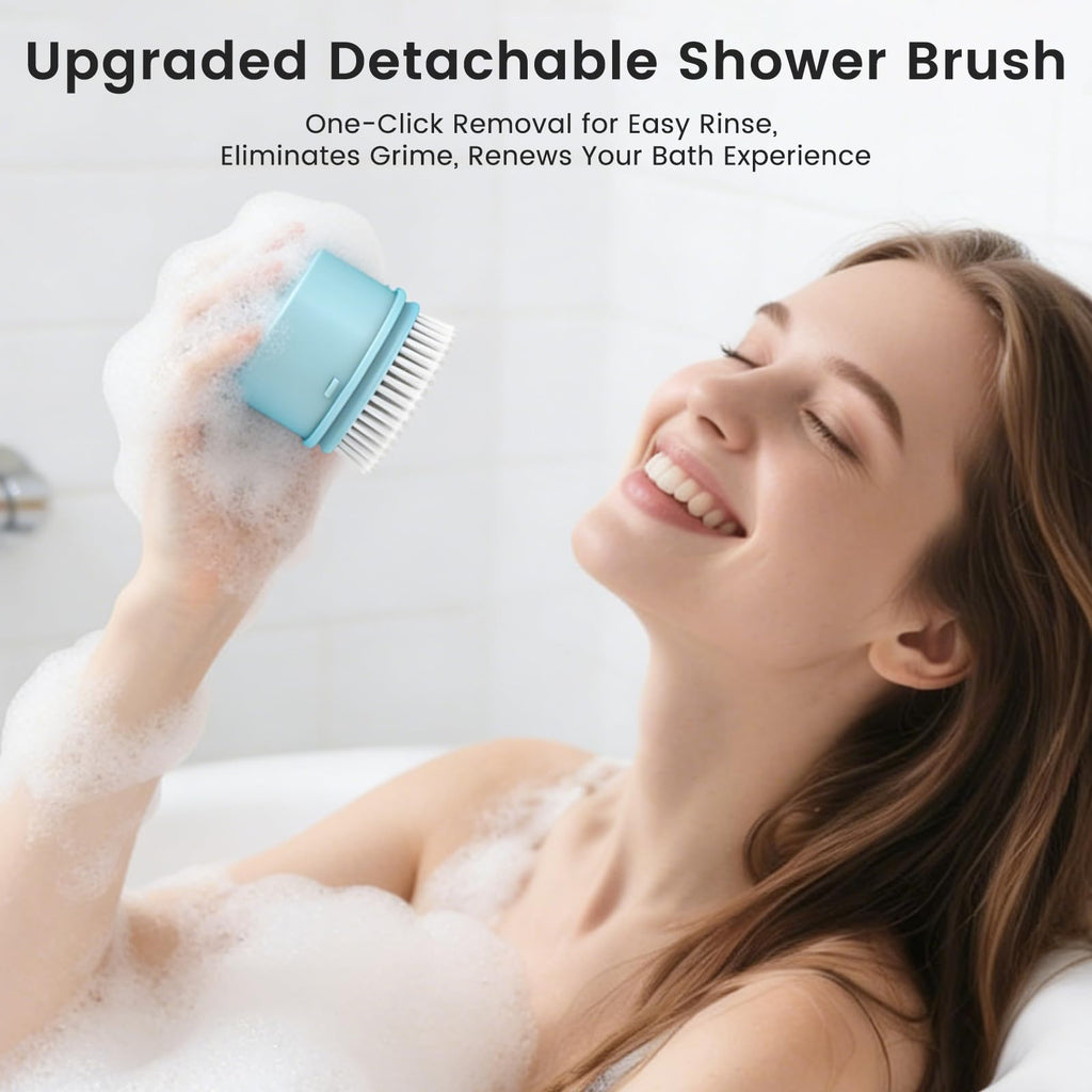 Electric Back Scrubber for Shower - Waterproof Rechargeable Exfoliating Brush for Deep Cleansing, Soft Bristles for Sensitive Skin, Dry/Wet Use for Back, Arms & Legs