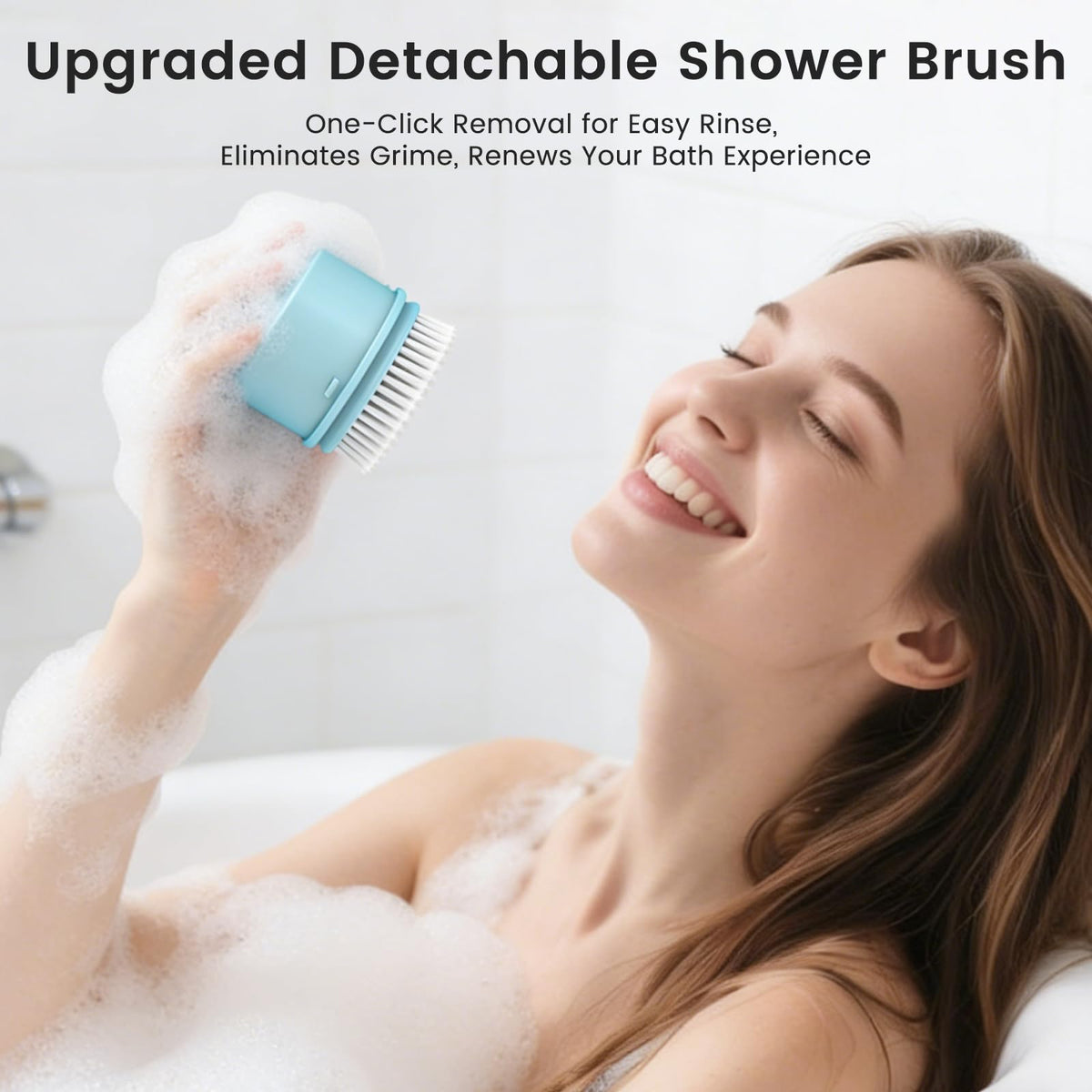 Electric Back Scrubber for Shower - Waterproof Rechargeable Exfoliating Brush for Deep Cleansing, Soft Bristles for Sensitive Skin, Dry/Wet Use for Back, Arms & Legs