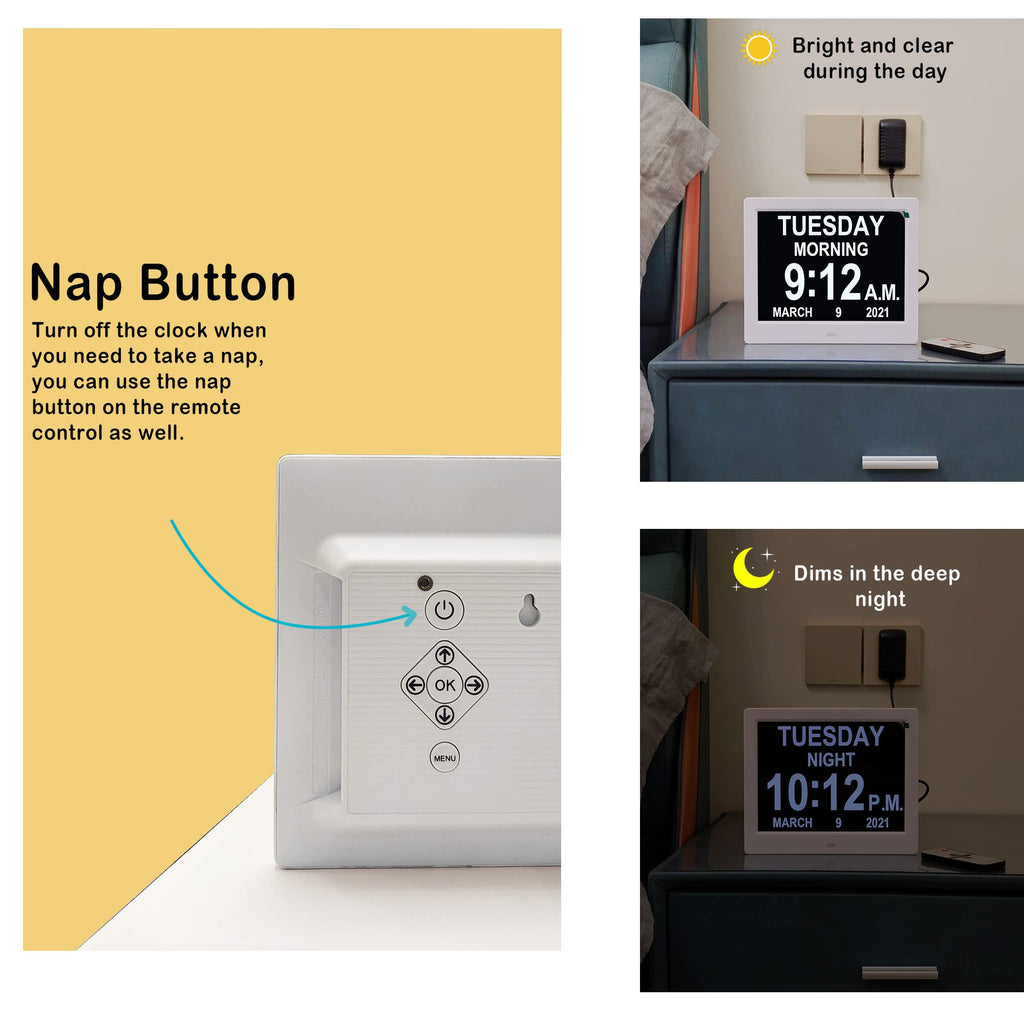 MASSII Digital Teaching Clock Talking Time, 24 Alarms Custom Reminders, Checklist to-Do List, Auto DST & Calendar Display, Sleep Trainer, Easy to Use for Kids Birthday Gift- White with Remote