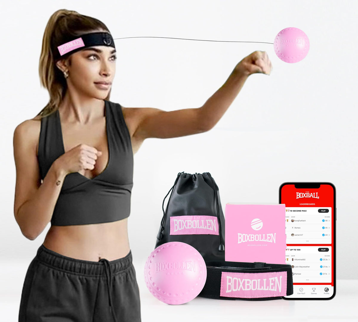 Boxbollen® Boxing Reflex Ball - Celebrity-Endorsed Home Workout Game - App-Connected Punch Counter - Hand Eye Coordination Training Ball - Christmas Gift for Boxers, All Ages - Stocking Stuffer