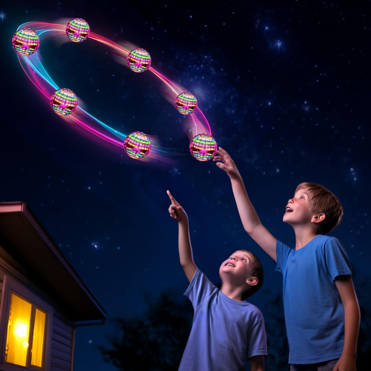 Ivtivfu Flying Orb Ball (Blue, 2026 Upgraded) with Dazzling Lights, Magic Hover Spinner, Cool Boomerang Drone, Floating Cosmic Globe, Kids Toys Gifts for 6 7 8 9 10 Year Old Boys Girls