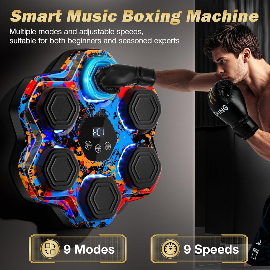 TGLLM Music Boxing Machine, Interactive Punching Trainer with Boxing Gloves, Large Size Wall Mounted Electronic Boxing Target for Adult Kids, 9 Modes & 9 Speeds