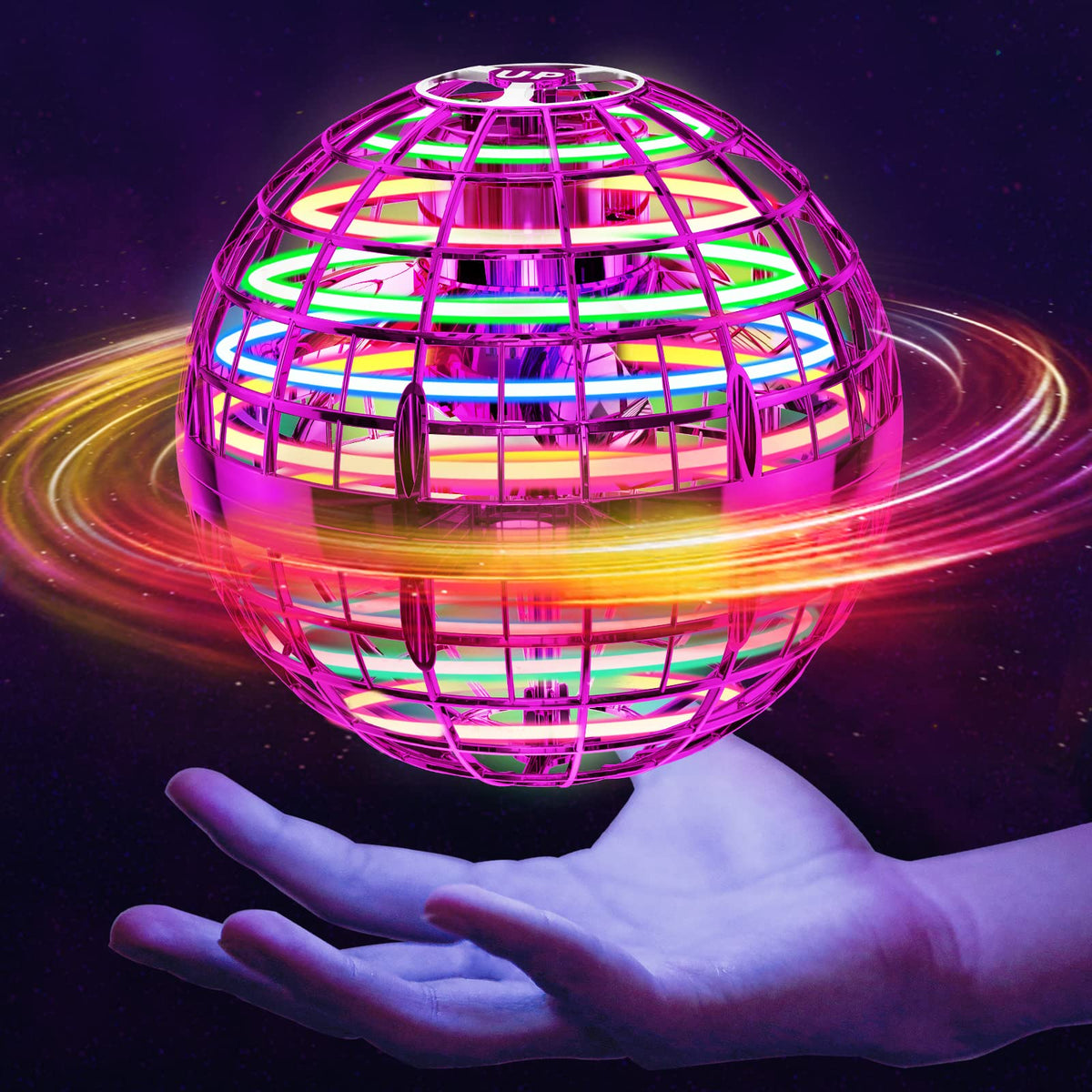 Ivtivfu Flying Orb Ball (Blue, 2026 Upgraded) with Dazzling Lights, Magic Hover Spinner, Cool Boomerang Drone, Floating Cosmic Globe, Kids Toys Gifts for 6 7 8 9 10 Year Old Boys Girls