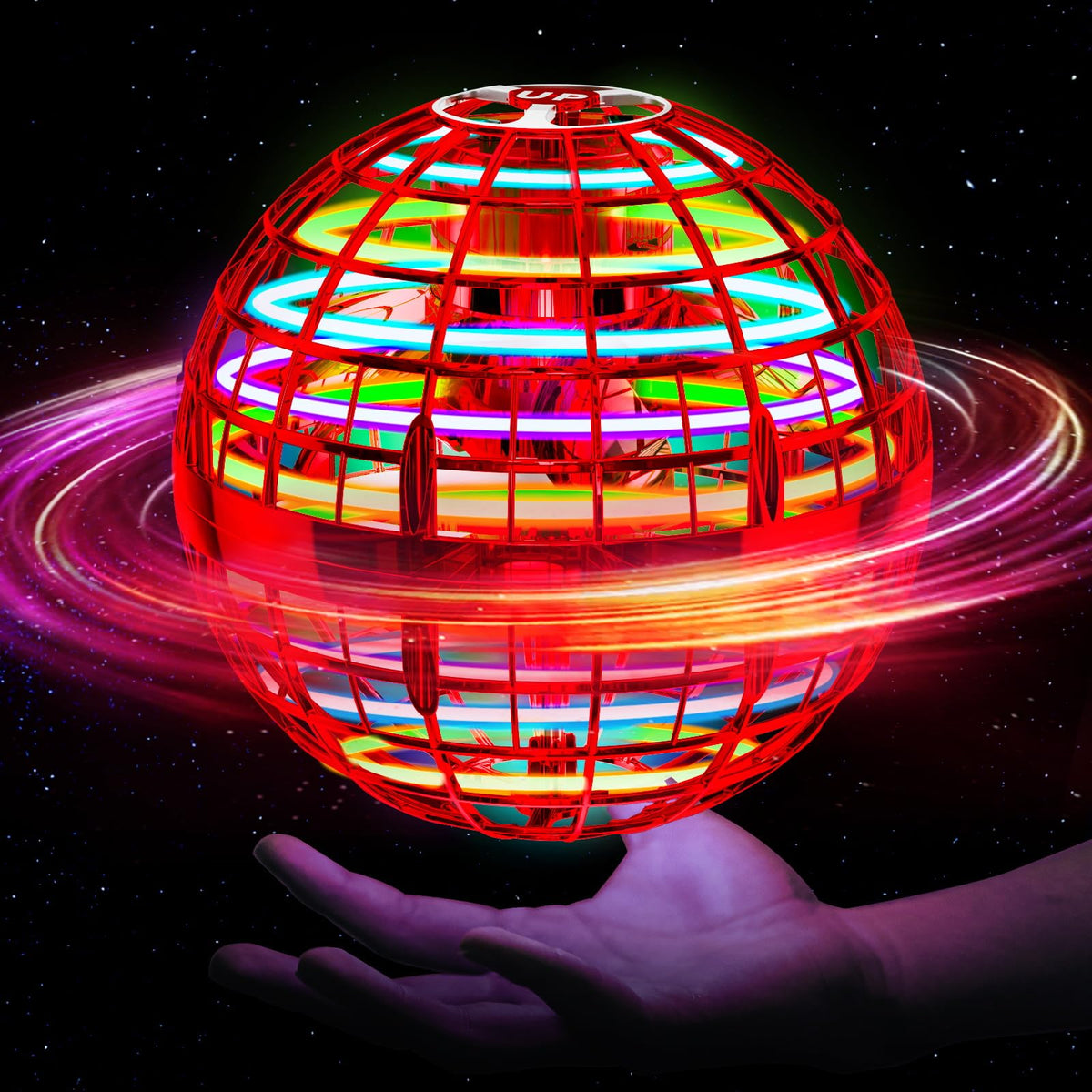 Ivtivfu Flying Orb Ball (Blue, 2026 Upgraded) with Dazzling Lights, Magic Hover Spinner, Cool Boomerang Drone, Floating Cosmic Globe, Kids Toys Gifts for 6 7 8 9 10 Year Old Boys Girls