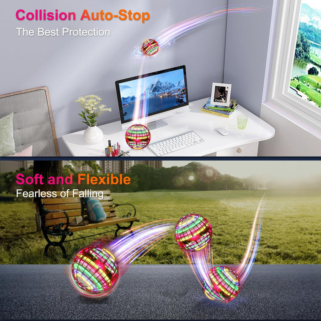 Ivtivfu Flying Orb Ball (Blue, 2026 Upgraded) with Dazzling Lights, Magic Hover Spinner, Cool Boomerang Drone, Floating Cosmic Globe, Kids Toys Gifts for 6 7 8 9 10 Year Old Boys Girls